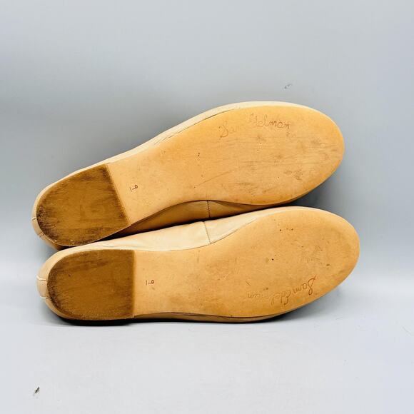 Sam Edelman Shoes Women 9 Beige Leather Scalloped Ballet Flats Slip On Round Toe - Picture 8 of 11